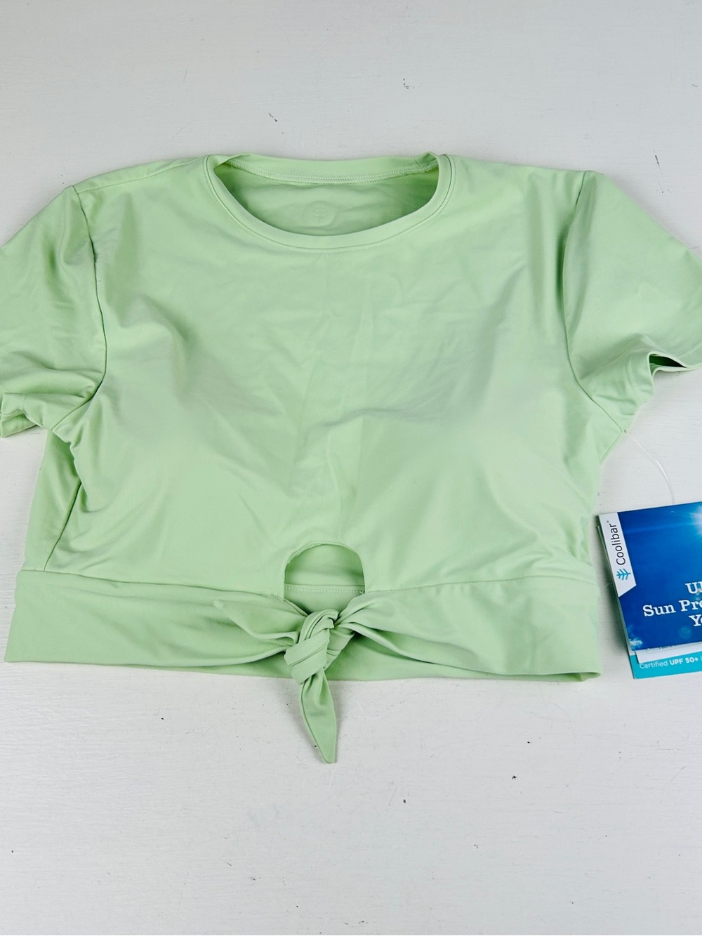 Coolibar Hibiscus Island Crop Swim Tee Womens Medium Lime UPF 50+ NWT New